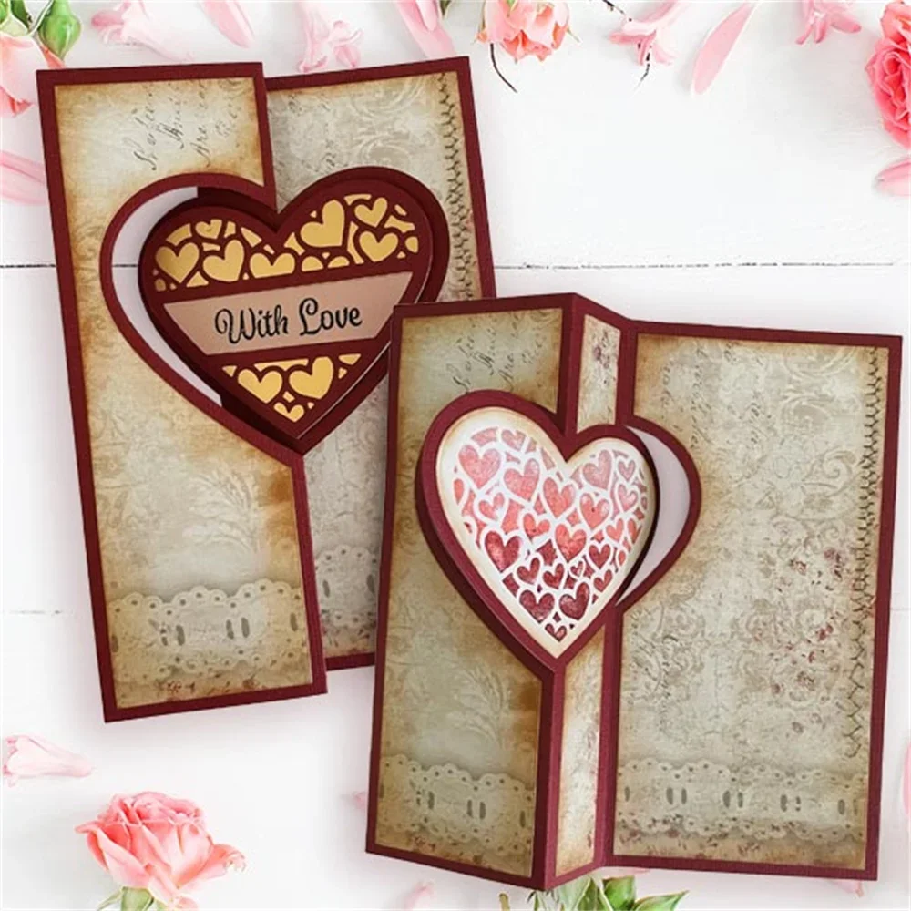 Heart /Circle /Star Perfect Flips Metal Cutting Dies and Stamps Set For Valentine's Day DIY Interactive Card Craft Making 2024