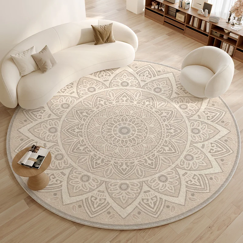 Light Luxury Retro Round Carpet Living Room Anti Fouling Carpets Bedroom Bedside Nonslip Waterproof Highend Rug 러그 kруглый Ковер