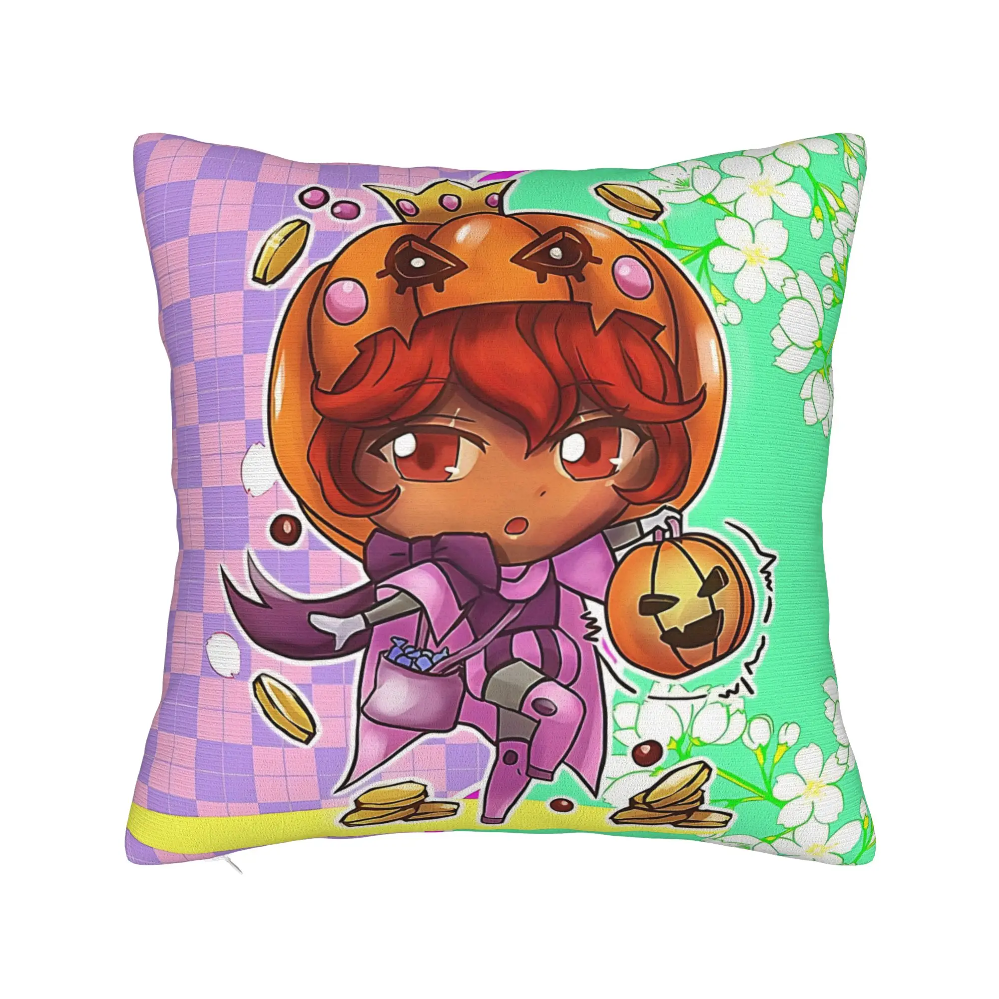Pillow Case Trickcal Chibi Go Pumpkin Head Merchant Comfy  Pillow Cover For Sofa Bedroom Home Decor Novelty Pillowcases