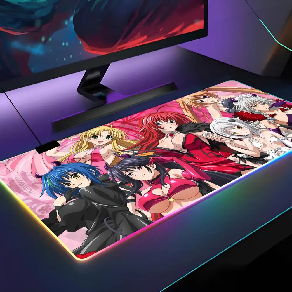 

Коврик для мыши в стиле аниме для средней школы DXD, коврик для мыши с RGB-подсветкой, коврик для мыши для ноутбука, геймера, компьютерный стол, игровые аксессуары