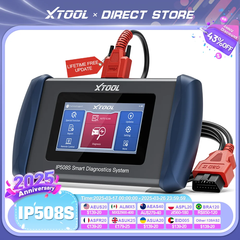 XTOOL InPlus IP508S OBD2 Car Diagnostic Tools ECM ABS TCM SRS EPB System Built-in CAN FD Free Update Lifetime Automotive Scanner