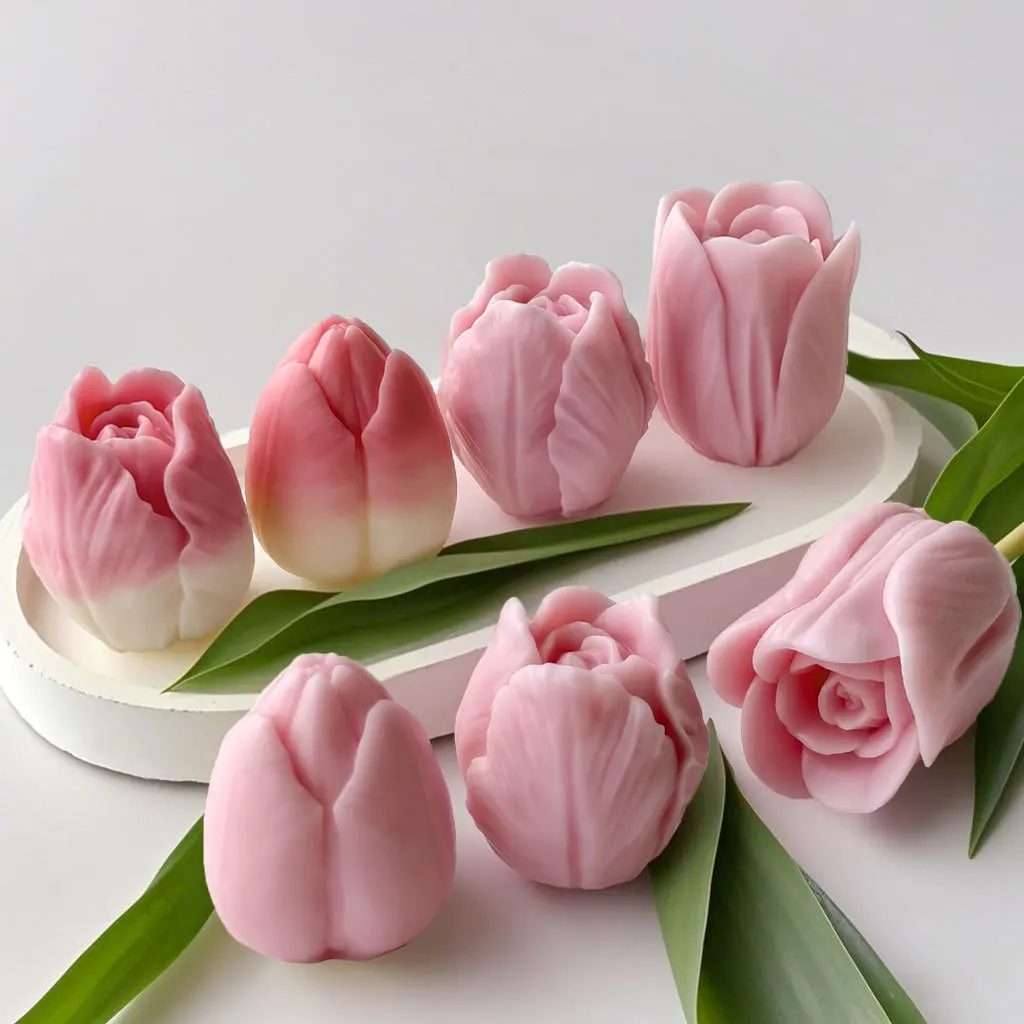 Tulip Candle Holder Silicone Mold for Candles and Diffuser Stones DIY Flower Shaped Resin Craft Kit Wedding Favor Gift Deco Supp