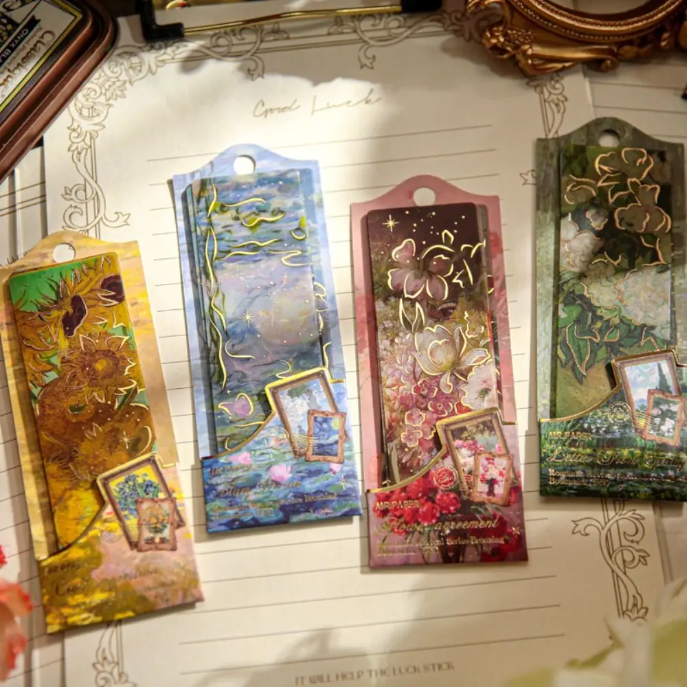 5Pcs/set New Hot Stamping Bookmark Oil Paintings Gift Reading Mark PVC Book Card