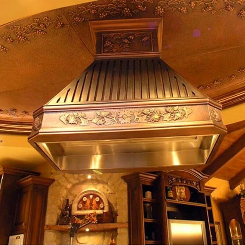 Kitchen Range Hood Copper Household Kitchen Extractor Cooker Vent Cover Chimney Hood