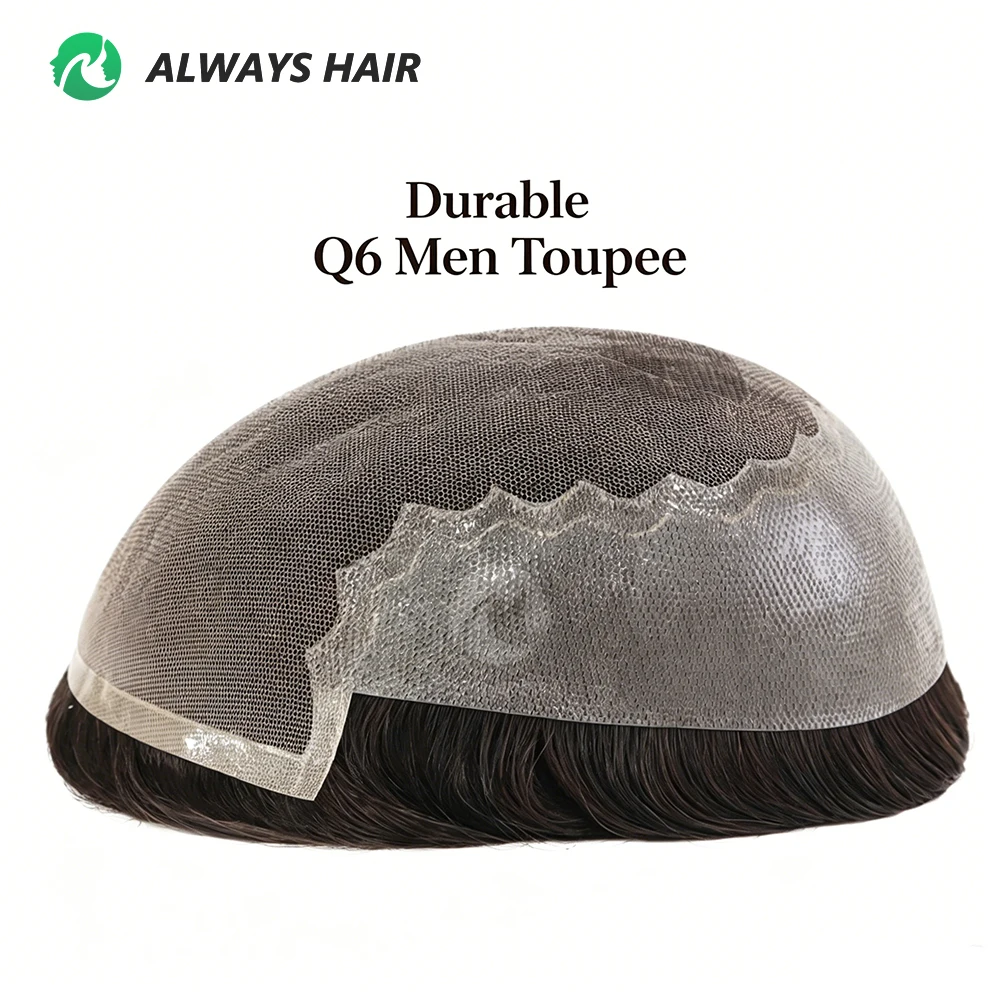 Alwayshair-DUAR Q6 Hair System Invisible Hairline Men Toupee Lace & PU Natural Indian Hair Prosthesis 130 Hair Patch for Man Wig