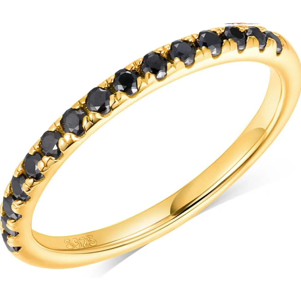 Anillo de Moissanita de 2mm, Color D, Plata de Ley 925, Chapado en Oro Blanco de 18k, Anillo de Eternidad para Compromiso o Boda, para Mujer