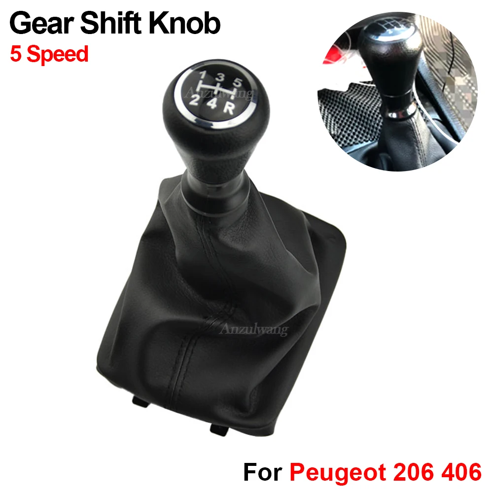 

Car Styling 5 Speed Manual Gear Shift Knob Dustproof Cover Collar For Peugeot 206 406 Lever Shifter Stick Handball Accessories