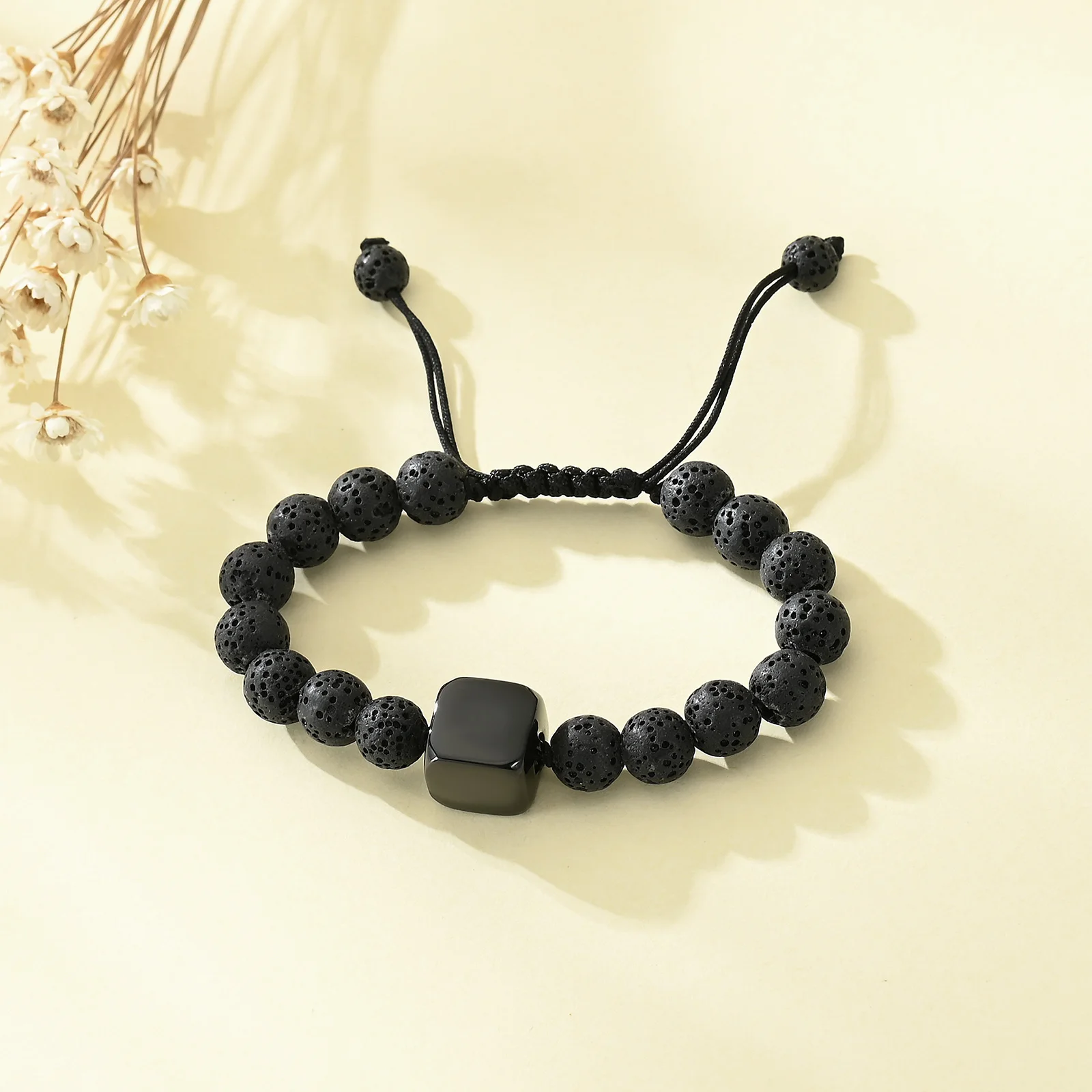 Beaded Urns Bracelet Adjustable Volcanic Stone Small Urns For Human/Pet Ashes Cremation Jewelry Keepsake Bangle