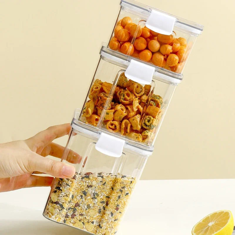 Tarro Sellado شفافة غير قابلة للتدمير، almacenamiento de granos secos de dulces de cocina con maneira، tanque de