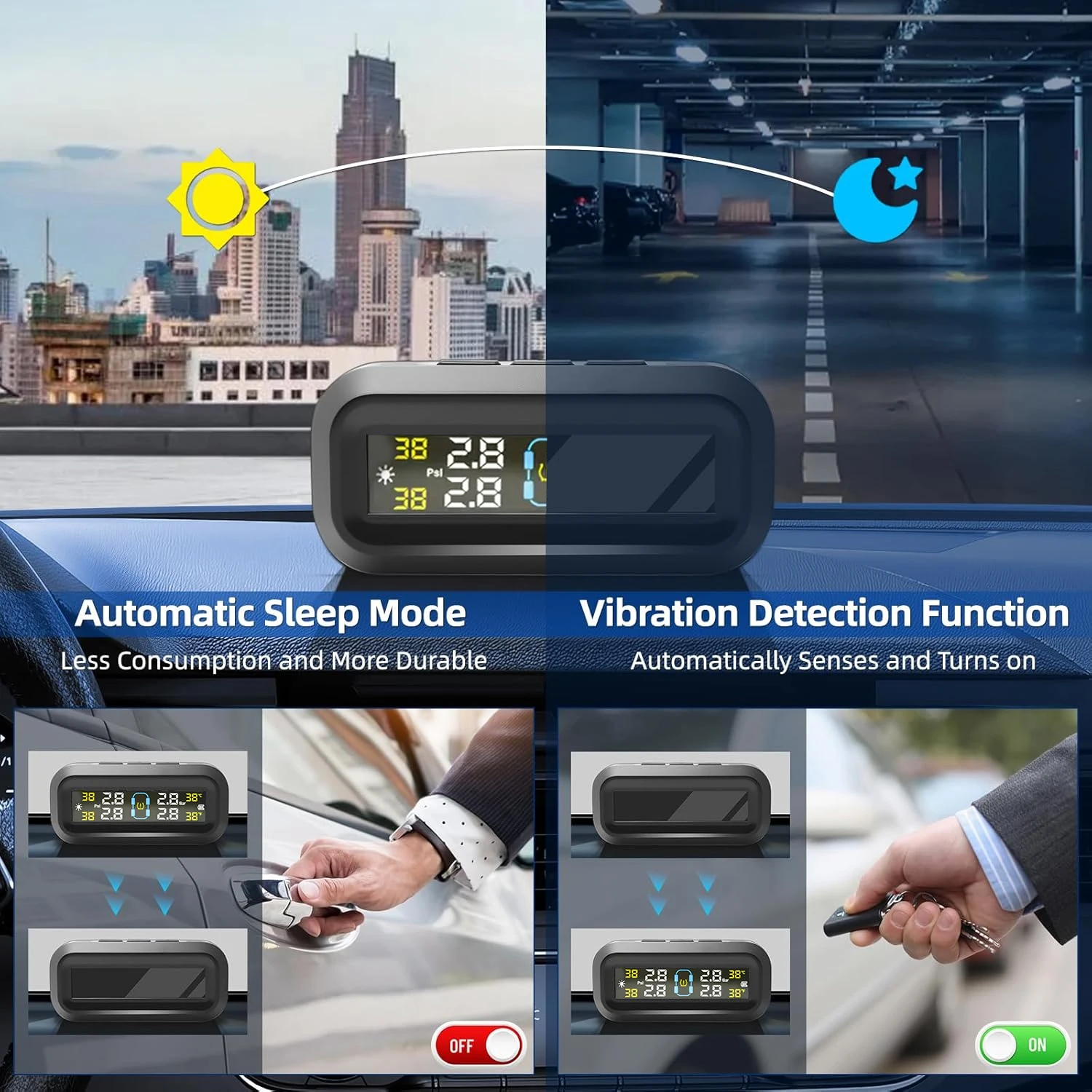 Tire Pressure Monitoring System TPMS Tire Pressure Monitor System Wireless TPMS Sensor Kit  Solar Powered ATV UTV T14