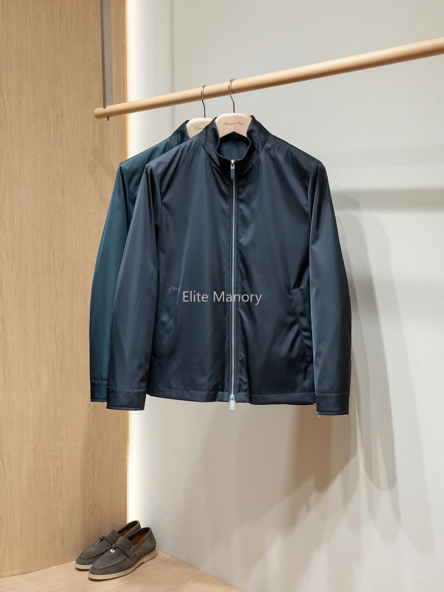 Customized mulberry silk three-proof fabric, old money wind men's casual stand-up collar jacket