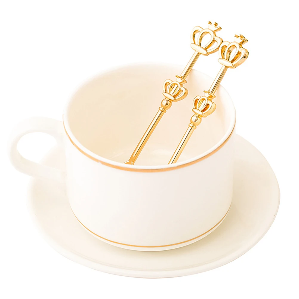 4pc Golden Crown Spoon Set Small Teaspoon Coffee Spoon Ice Cream Dessert Spoon Silver Gold Stainless Steel Spoon For Coffee Tea