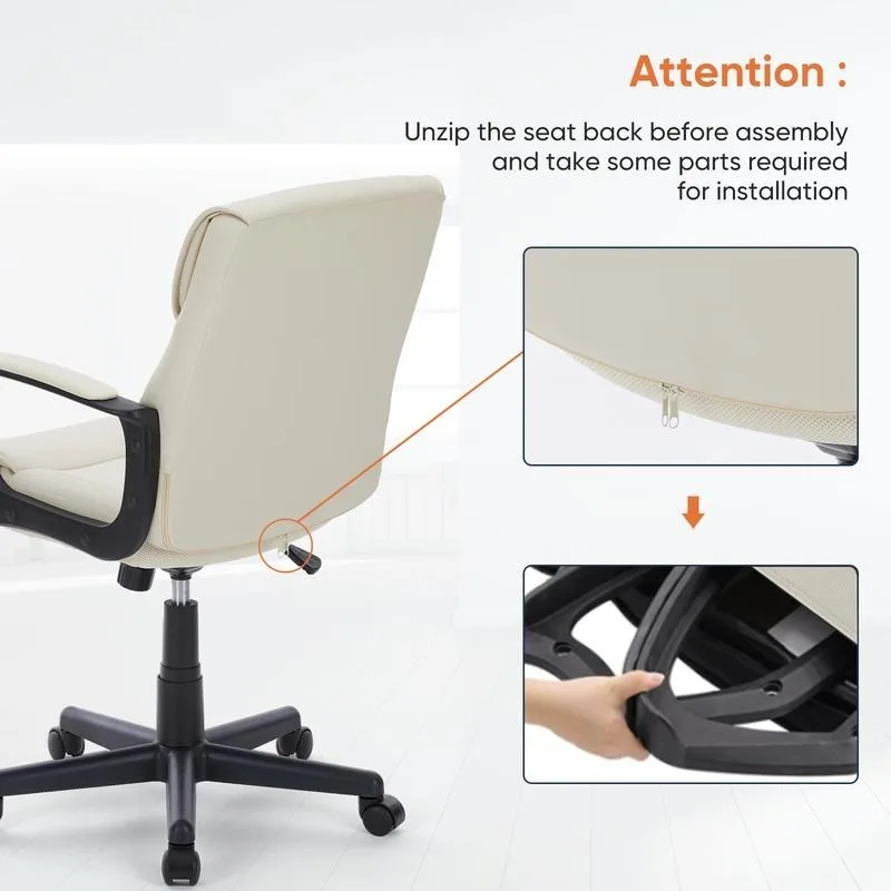 Silla de trabajo giratoria para el hogar y la Oficina, sillón moderno de cuero PU con altura ajustable