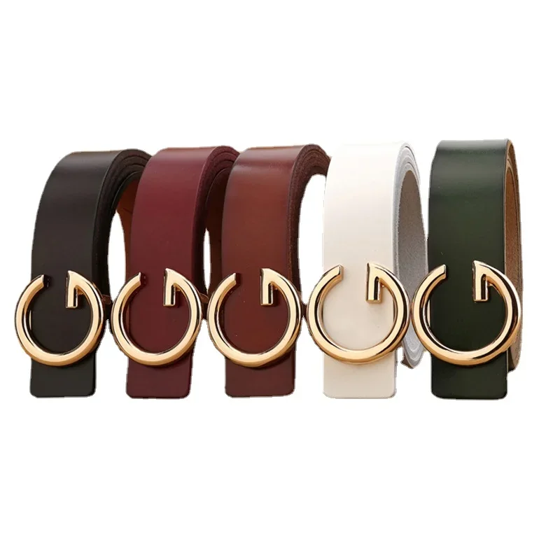 

Leather Belt Women's Luxury Designer Gold Buckle Corset Fashion Casual Jeans Accessories High Quality Branded Gothic Korean Ins