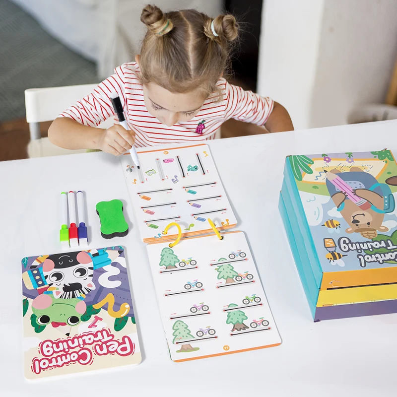 Reusable Magic Tracing Workbook Letter Number Drawing Pen Control Training Logic Thinking Game Learning Educational Toys Gifts