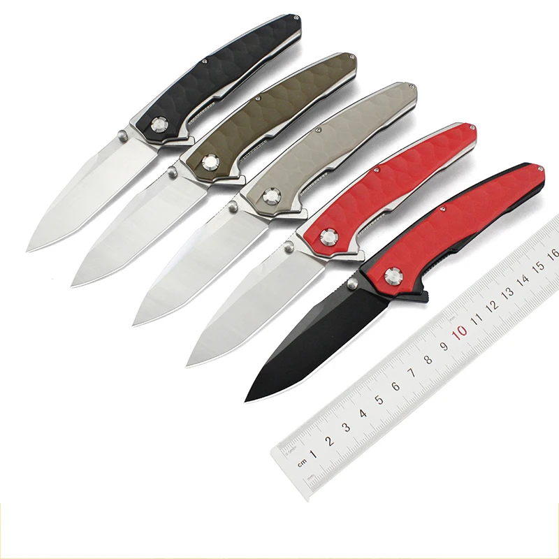 New cross-border Amazon python nylon fiber handle camping survival folding knife D2 sanding bearing folding knife