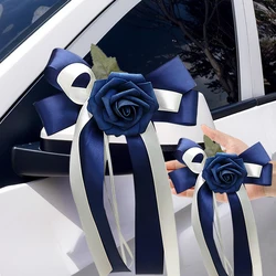 1PC Wedding Car Rearview Mirror Bow Decoration European and American Retro Color Fleet Flower Wedding Chair Back Flower