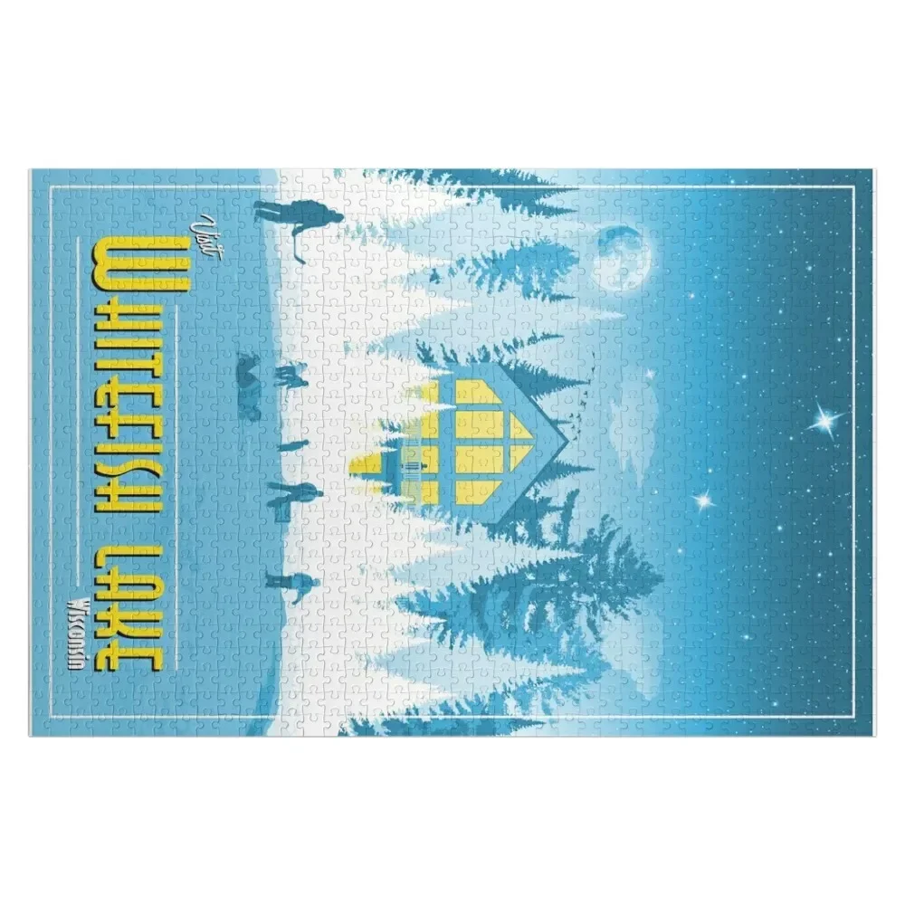 

Retro Whitefish Lake Winter Poster Jigsaw Puzzle Personalized Gifts Photo Custom Puzzle