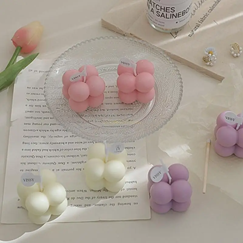 Small Scented  Mini Cube Bubble Shaped Wax Candles  Drop Shipping