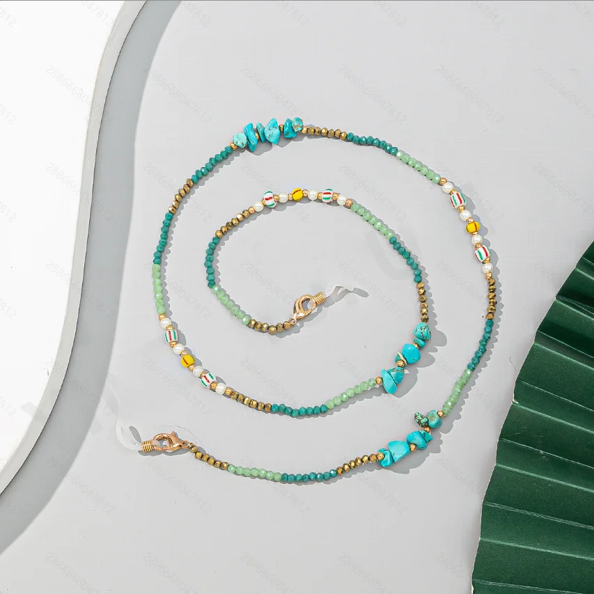 سلسلة النظارات المصنوعة يدويًا من الحجر المطحون، حبل معلق للنظارات ملون عالي الجودة، مضاد للانزلاق