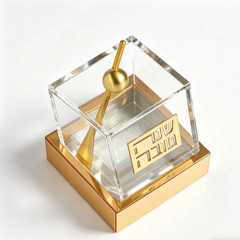 Judaica Acrylic Honey Dish Jar with Honey Dipper Shana Tova Hebrew Table Decor Honey Container with Base for Rosh Hashanah Gift image 6