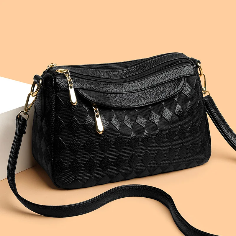 

PU leather diamond-shaped square women's versatile single-shoulder bag, simple horizontal commuter crossbody bag