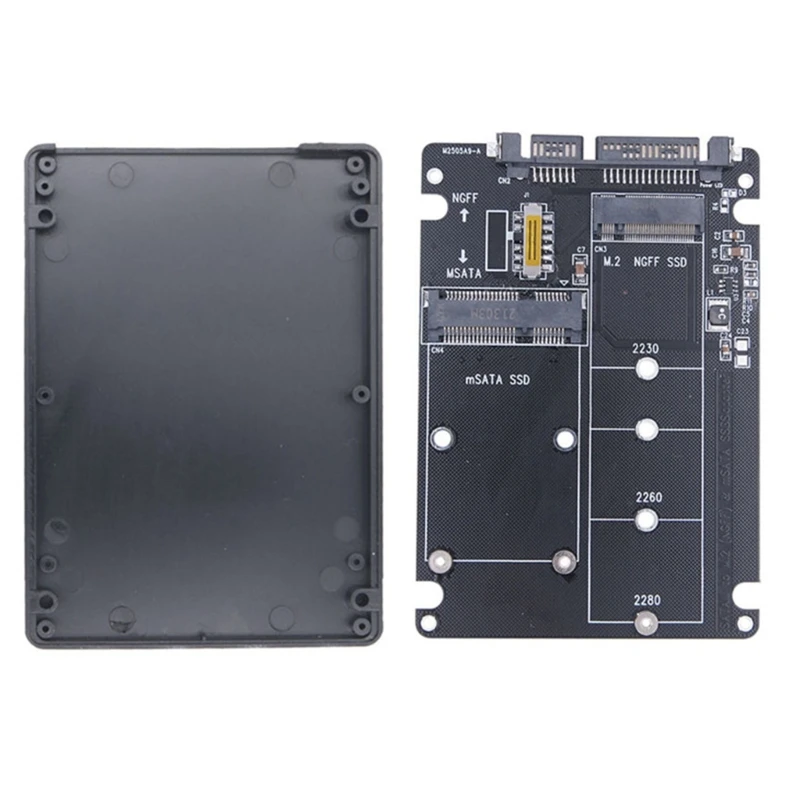 M17B M.2 NGFF And MSATA To SATA3 Adapter, Double Slot SSD Interfaces With Selective Access Switching