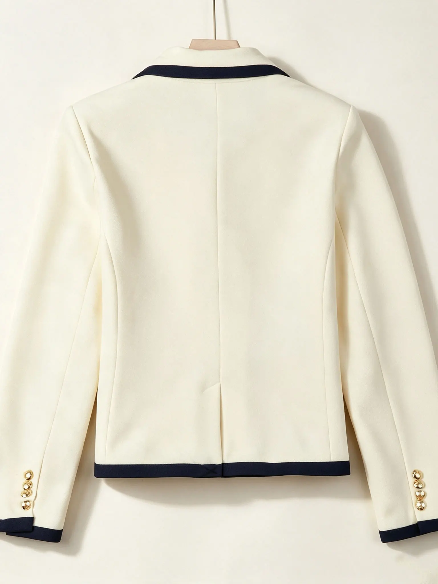 Women's Single-breasted Double-breasted Long Sleeve Suit Jacket Black White Color Block Office Wear Straight Cut Chinese Brand