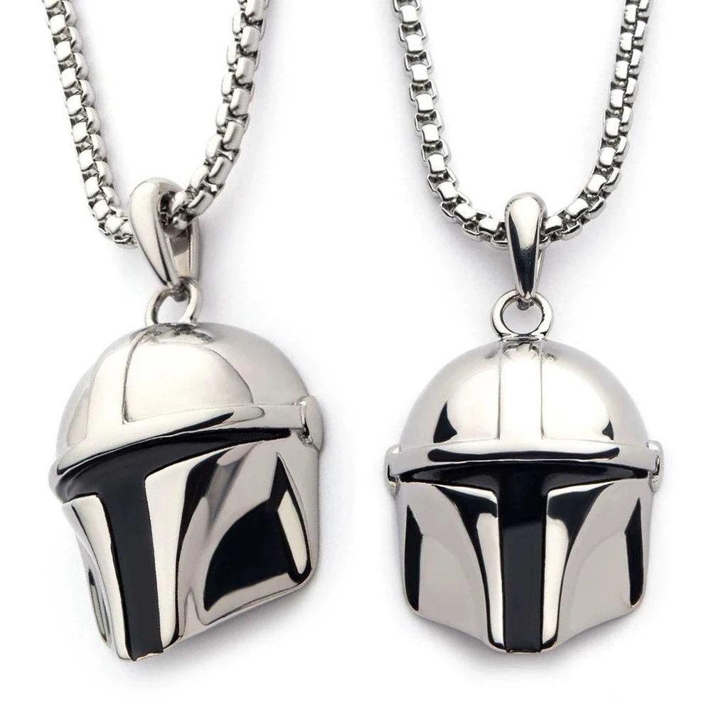 Movie Din Djarin Mask Cosplay Necklace Mando Bounty Hunter Metal Helmet Pendant Fashion Punk Clavicle Chain Jewelry Accessories