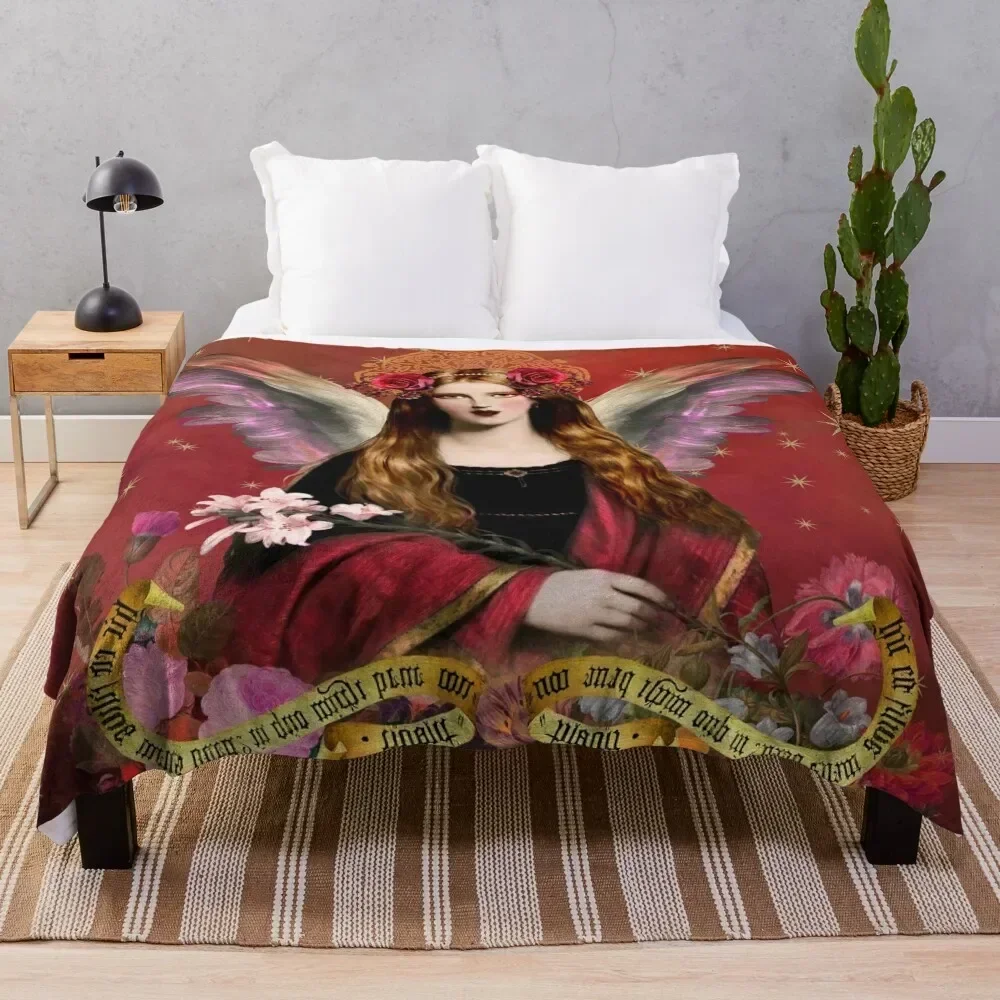 Pre Raphaelite Angel In Red Throw Blanket blankets ands Baby Comforter Blankets