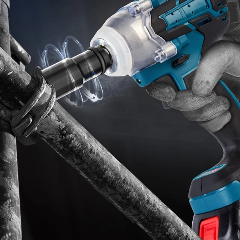 18V 2 In 1 Brushless Cordless Electric Impact Wrench 1/2Inch Power Tools 15000Amh Li Battery LED light Adapt To Makita Battery