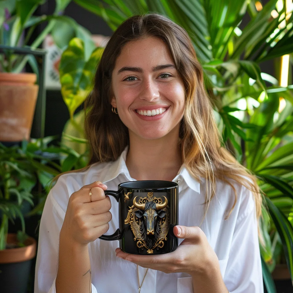 New Products in February 3D Tiger, Lion, Bull Head, Black Cat, Ceramic Coffee Cup, Birthday Gift Mugs Coffee Cups