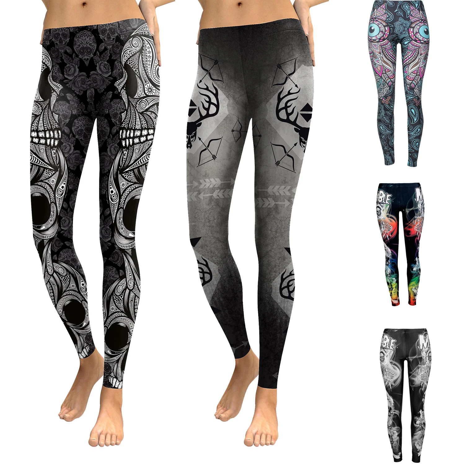 Zawaland Halloween Carnival 3D Printed Leggings Sexy Push Up Leggins Punk Steampunk Women Seam Fitness Running Pants