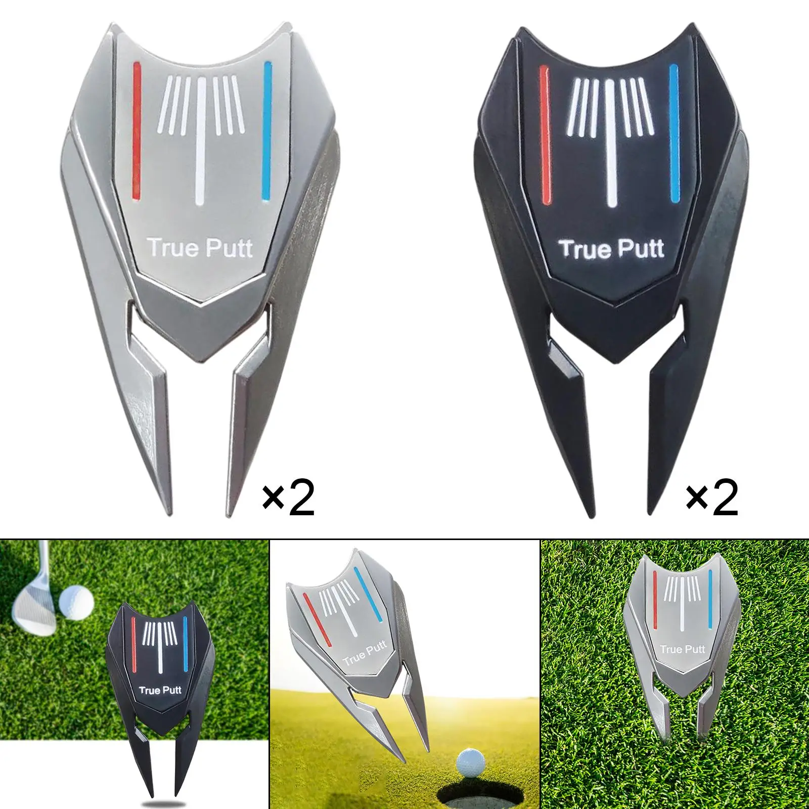 

4Pcs Golf Repair Fork Golf Ball Marker Detachable Golf Club Alignment Tool Golf Accessories Portable Gadget