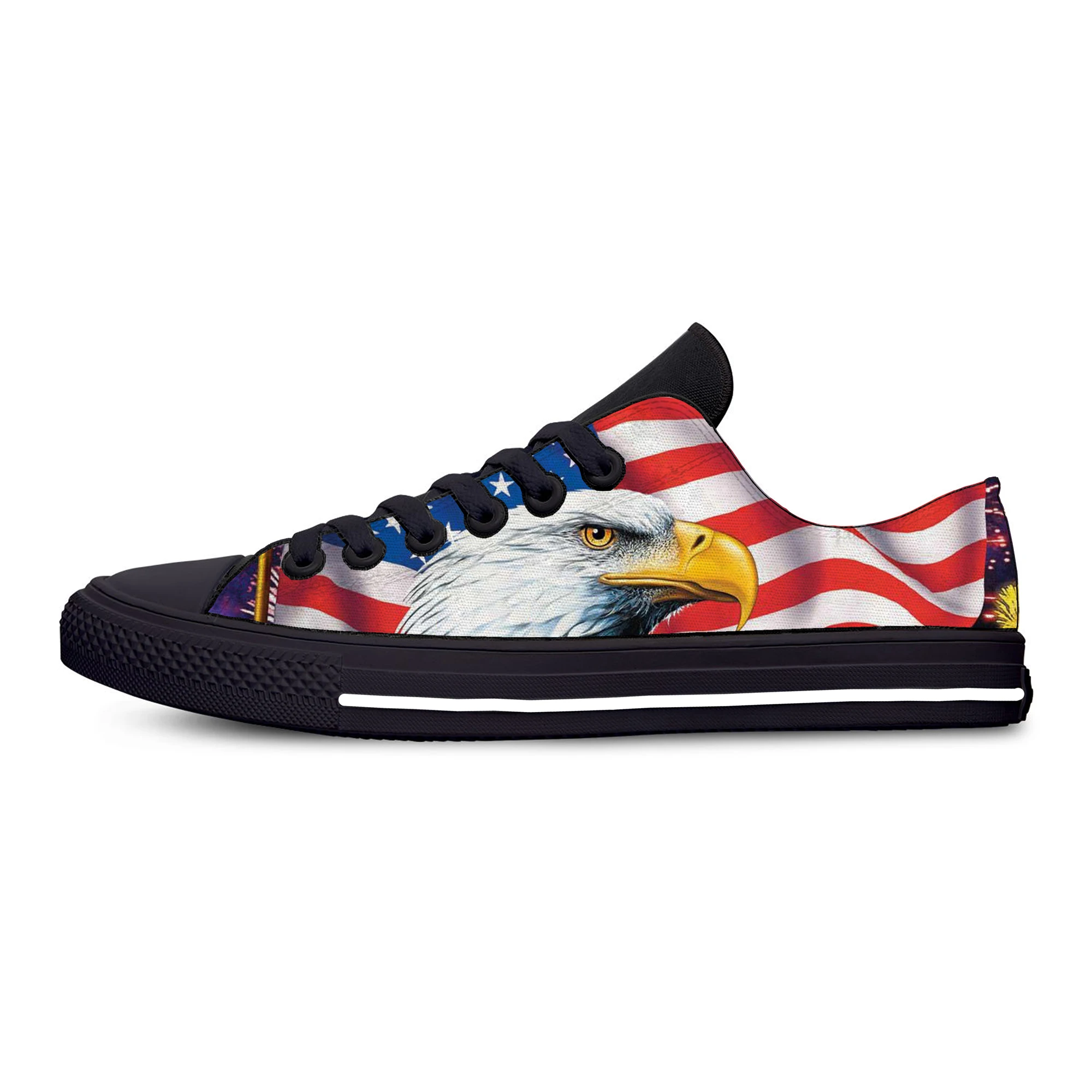 Hot USA American Flag Eagle Hot Cool Fashion Funny Casual Cloth Shoes Low Top Men Women Sneakers Classic Latest Board Shoes