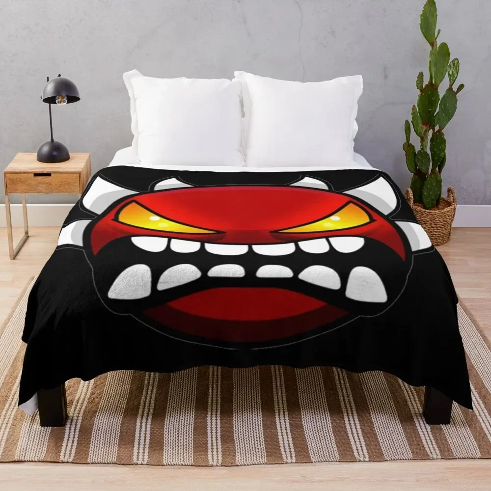 

angry geometry dash Throw Blanket Winter beds Decoratives Blankets