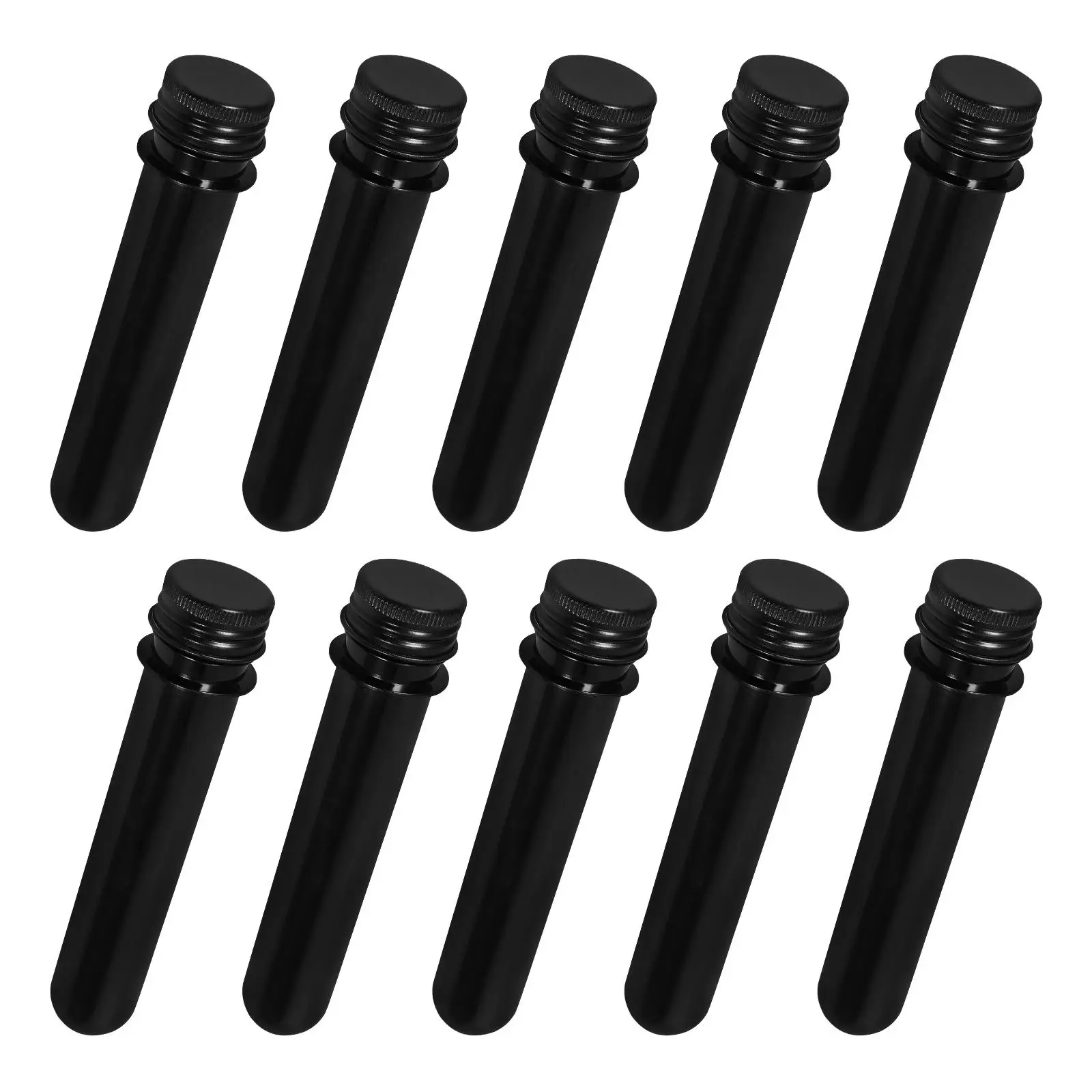 

10 Pcs Test Tube Bottle Plastic Vials Caps Container Black Bath Salts Storage Tubes Portable Excellent Sealing Travel