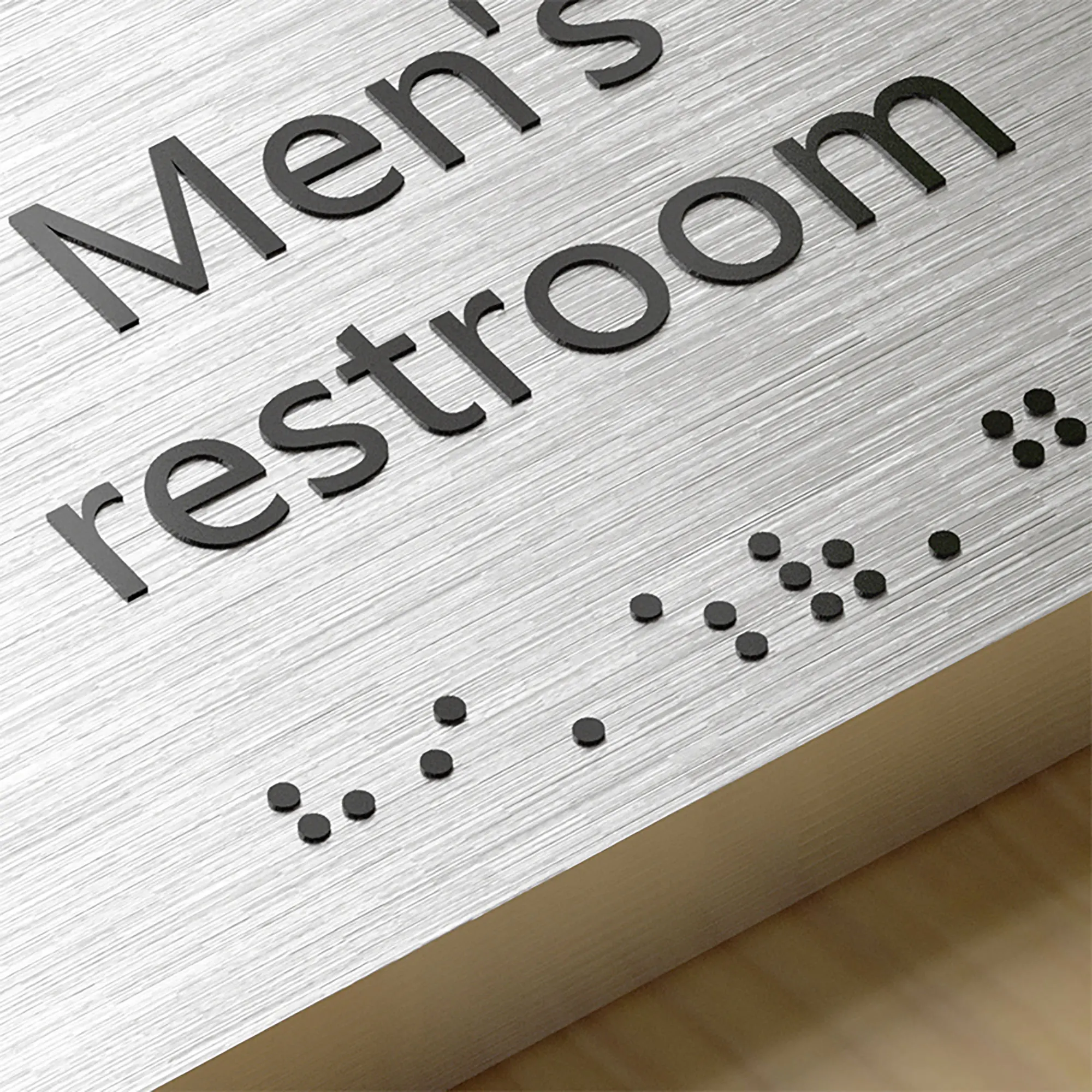 Office Indoor Sign Restroom Directional Signage Brushed Stainless Steel Way Finding Braille Sign