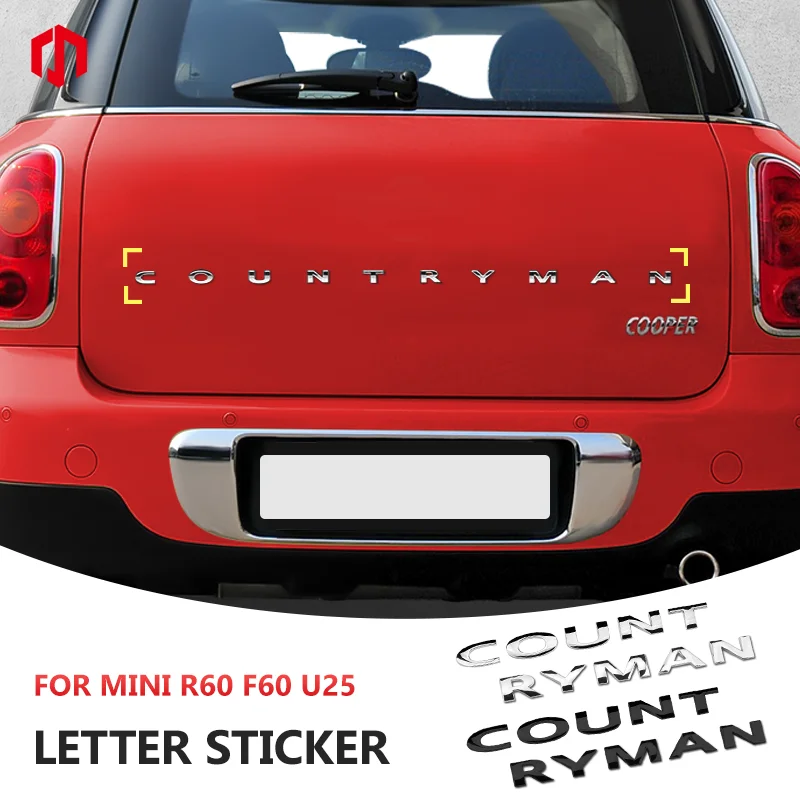 

3D Trunk Logo Metal Sticker For BMW MINI Countryman R60 F60 U25 Tail Letter Label Car Exterior Decoration