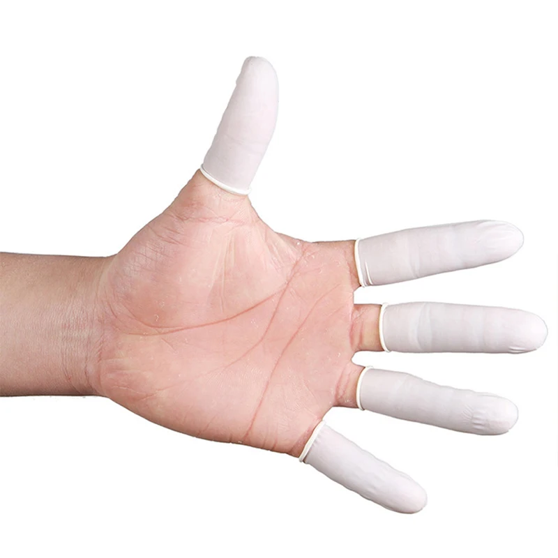 Disposable Natural Rubber Protective Fingertip Gloves, Latex Finger Cots for Workplace Safety, Nail Makeup, Eyebrow Extension