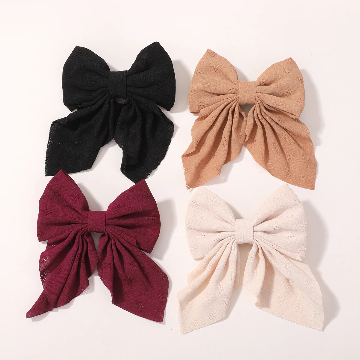 4 قطعة الساتان طبقتين فراشة القوس العلاقات الشعر للفتيات كبير الشعر Bowknot مقاطع العصرية دبوس الشعر إكسسوارات الشعر