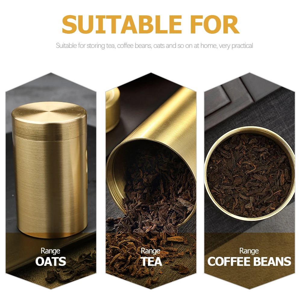 

Jar Copper Tea Storage Jars Air Tight Container Polished Golden and Coffee Travel