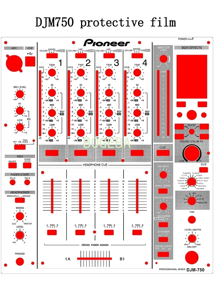 

DJM750 mixer panel skin DJ film protective sticker white limited edition version made of PVC material protective film