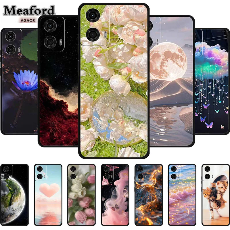Funda de teléfono para Moto G24, Funda de teléfono suave de silicona TPU de lujo para Motorola Moto G 24 G24 Power Capa, Funda, parachoques de hermosa flor