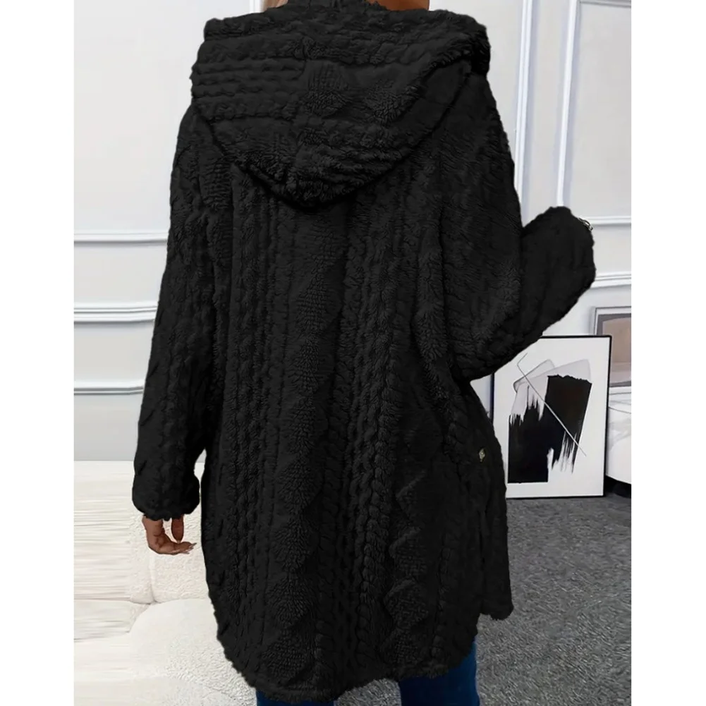 Vacation Style Sweater Sweater Women Hooded Sweater Medium Elasticity Regular Length Long Sleeve Design Soft Texture