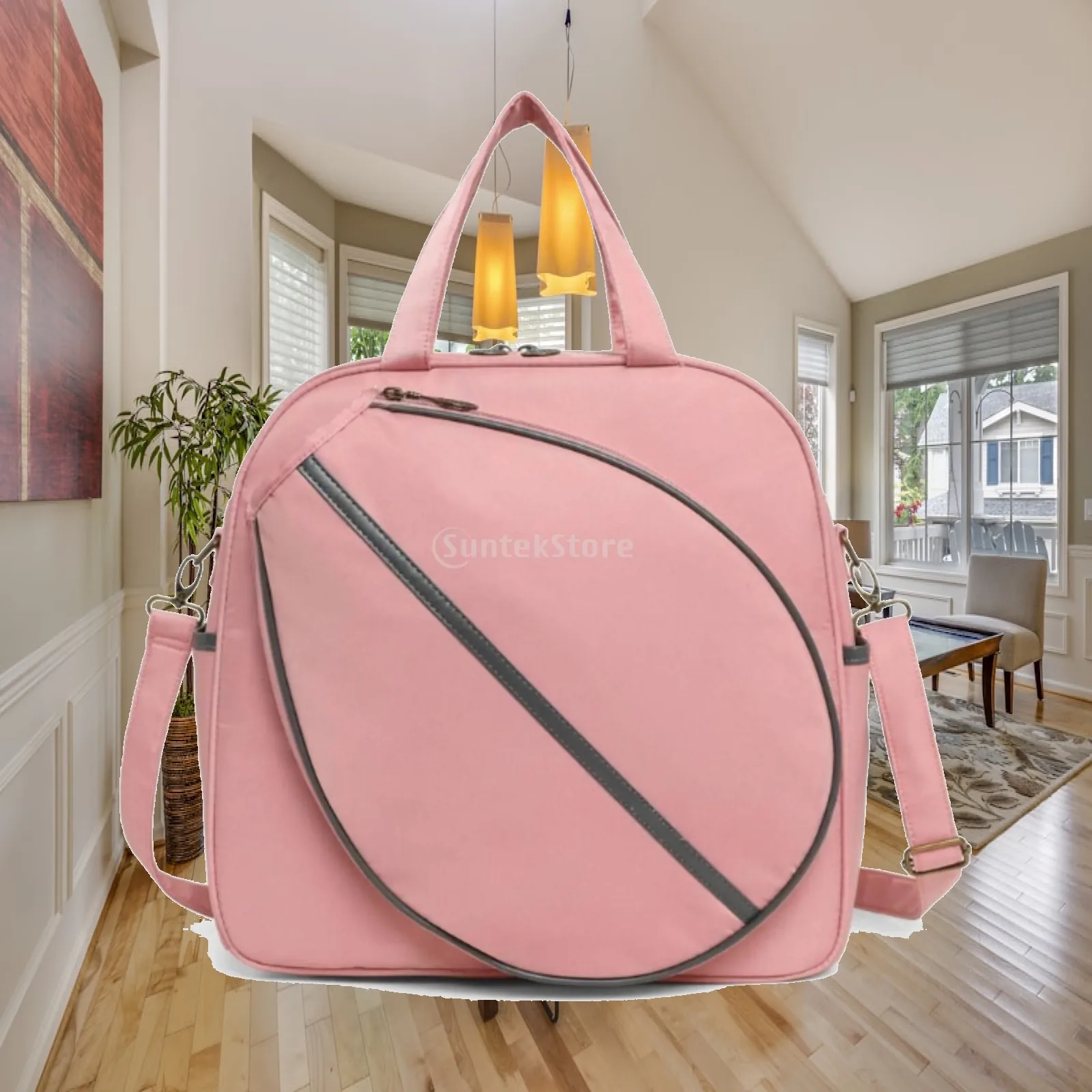 Durable Tennis Racquet Sports Carrier for Pickleball Gear with Zippered Pockets and Shoulder Strap