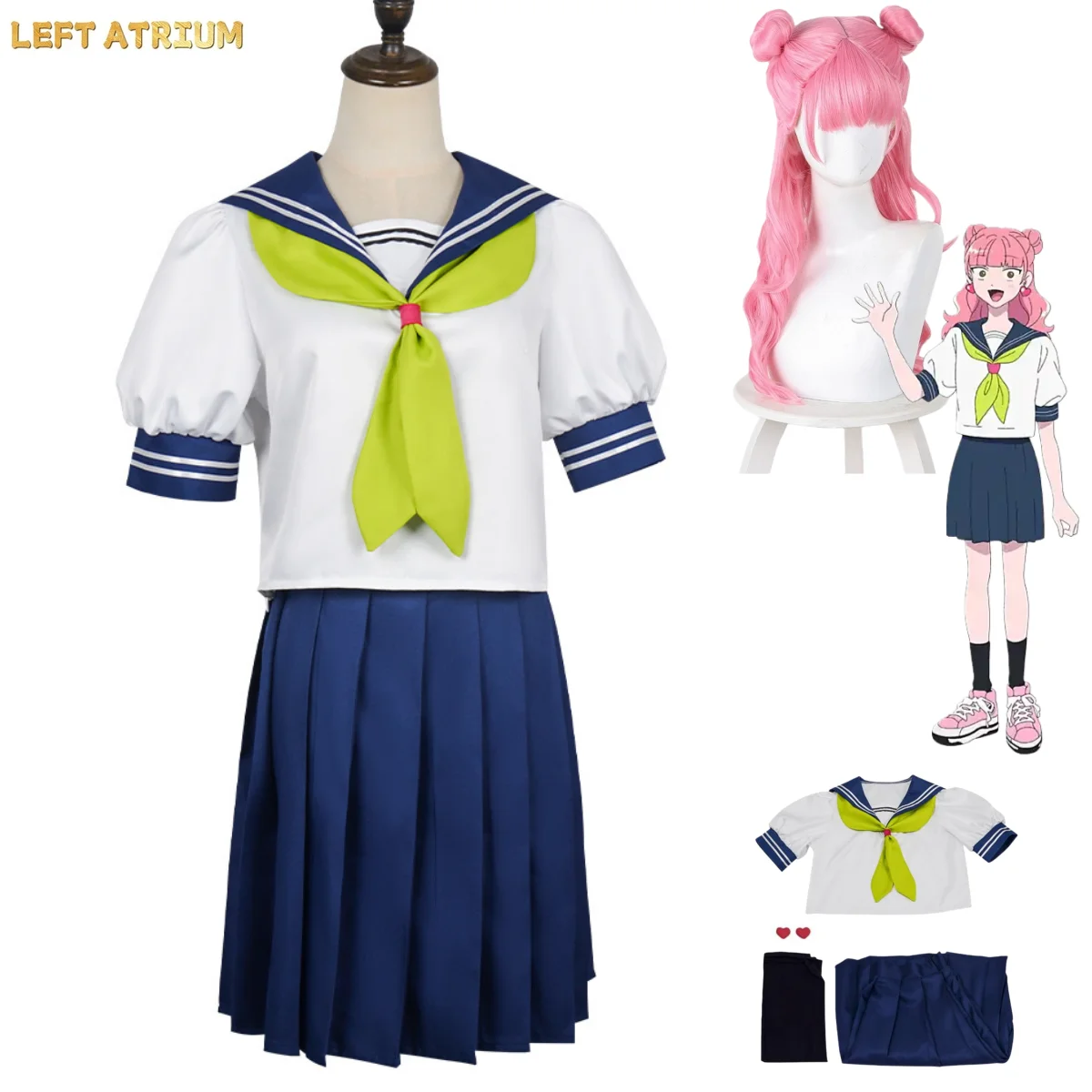 

Anime You and I Are Polar Opposites Miyu Suzuki Cosplay Costume Seihantai Na Kimi To Boku JK School Uniform Wig Woman Campus Set