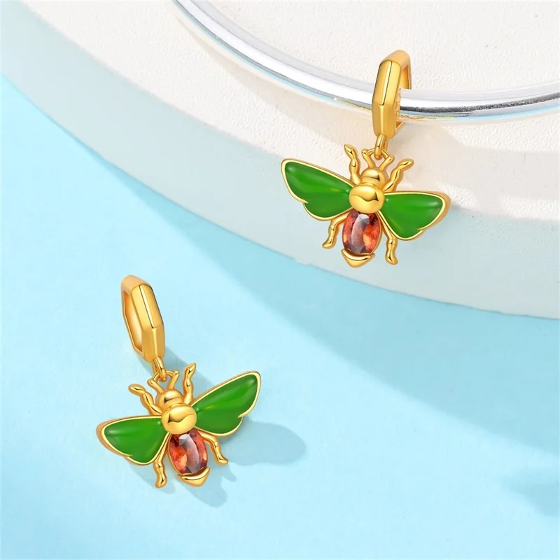 Hot Sales 925 Sterling Silver Autumn Bee Charm Pendant Fit 3mm Original Bracelet DIY Women Exquisite Birthday Jewelry Gifts