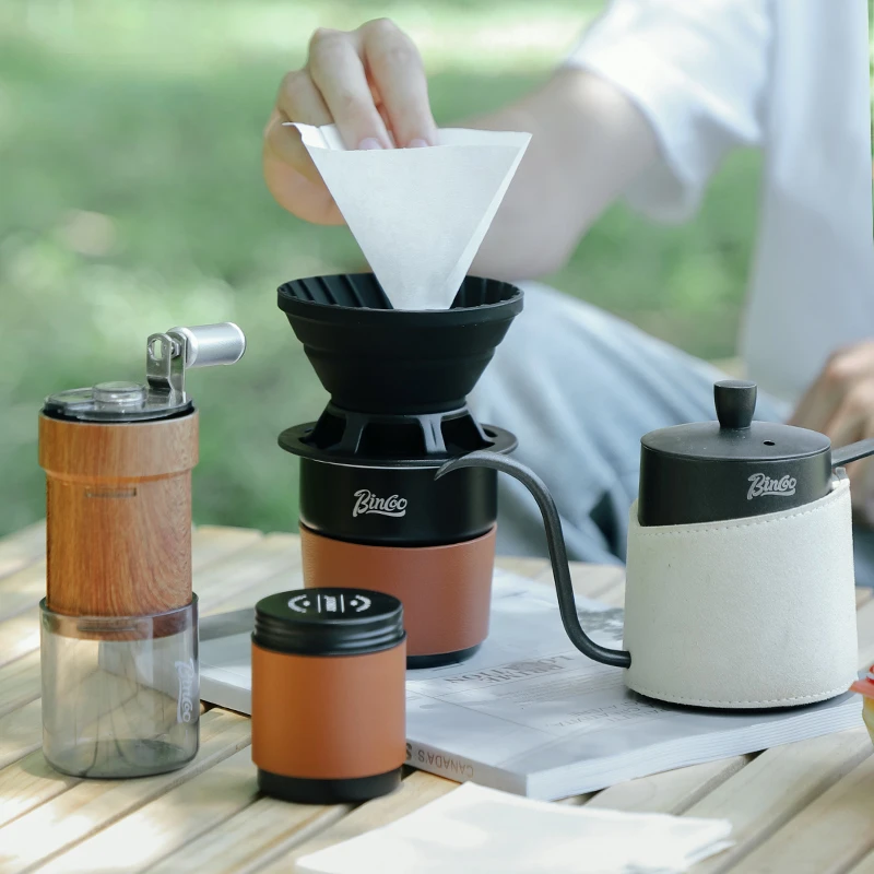 1 set Coffee Equipment Portable Hand Brewed Coffee Set Coffee Manual Grinder Complete Set for Outdoor Camping Travel