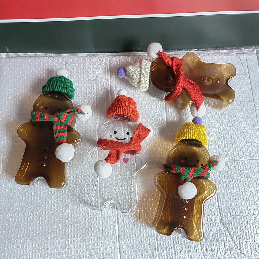 10PCS 500ML Christmas Bottles Xmas Gingerbread Man Bottles Candy Jars Juice Drink Bottle Party Candy Can Gift Wrapping Bottle